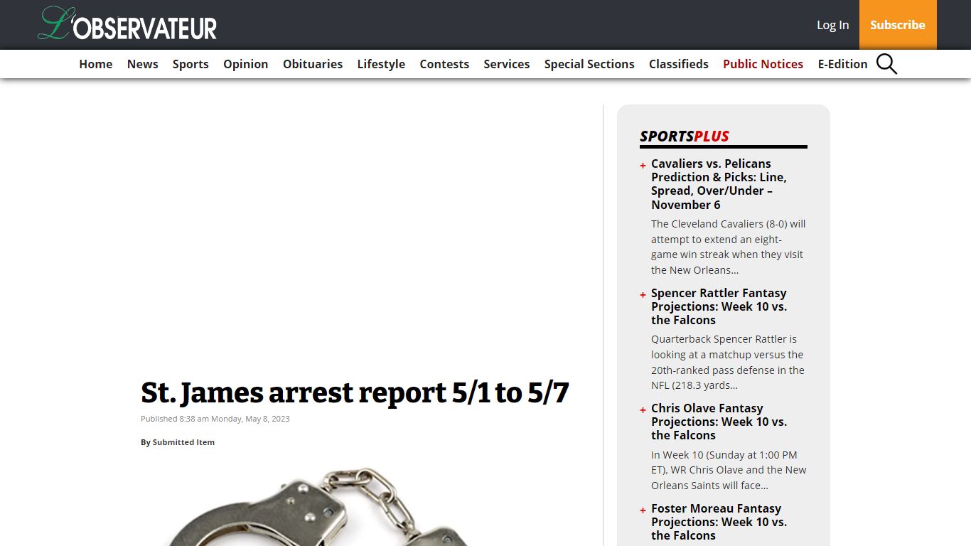 St. James arrest report 5/1 to 5/7 - L'Observateur